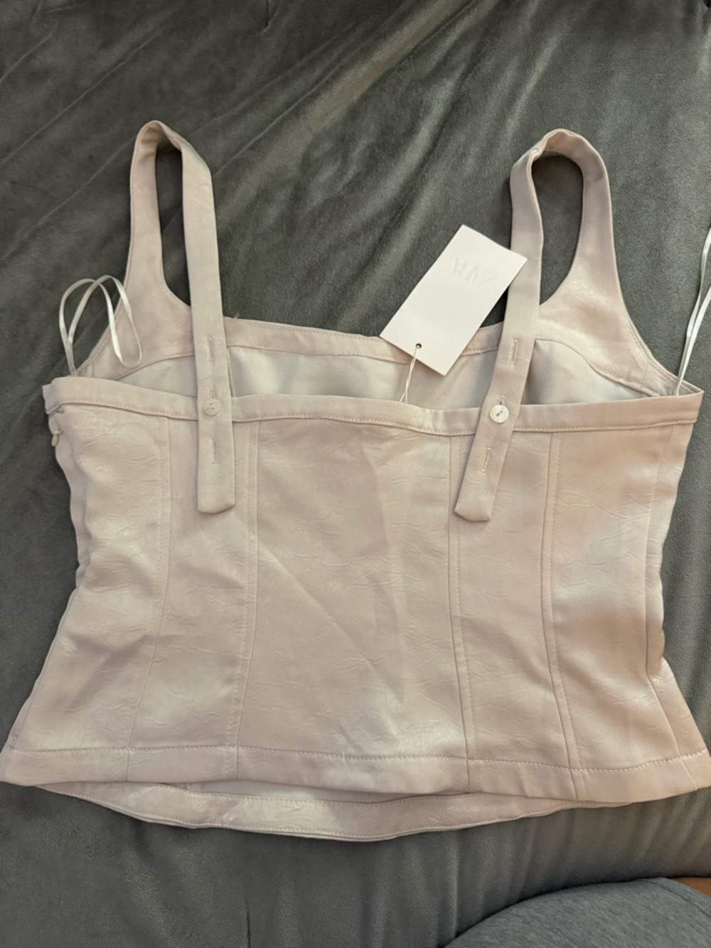Zara Blush Pink Faux Leather Cropped Camisole - Picture 3 of 4